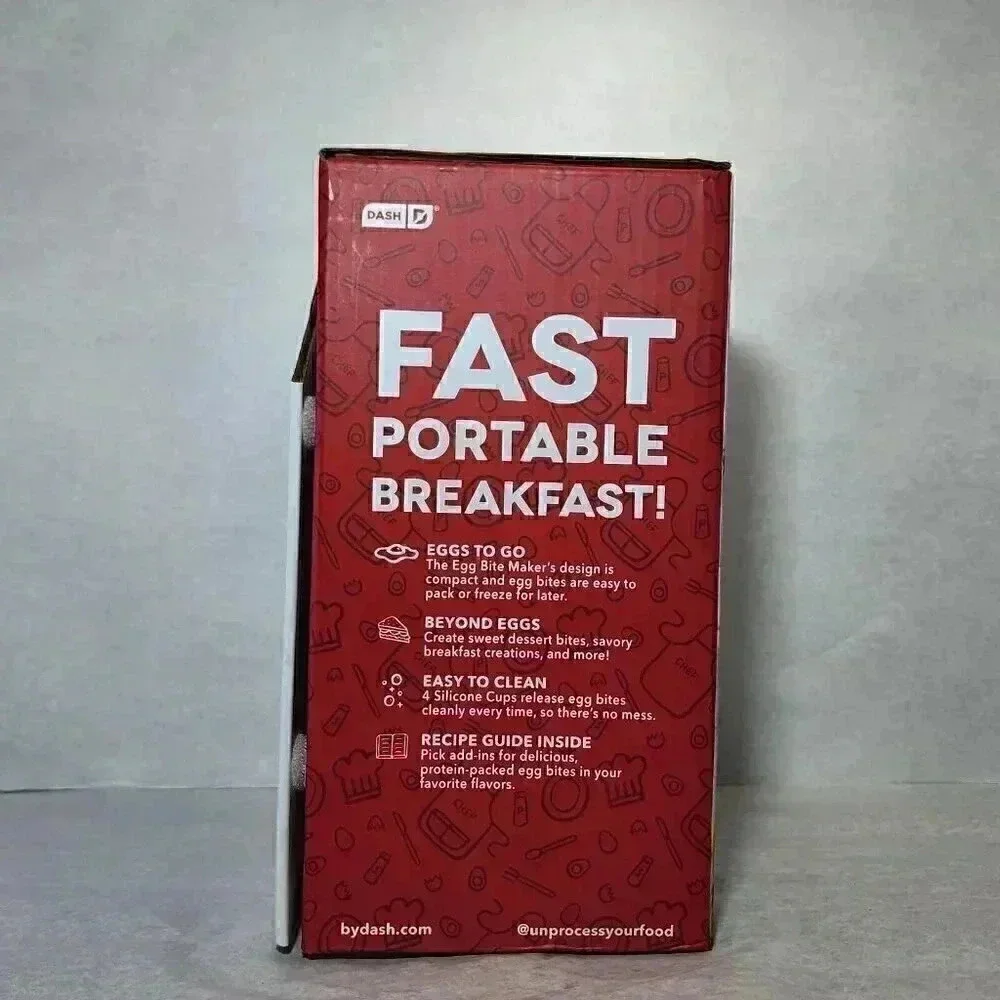 DASH Egg Bite Maker Fast Heating w/ 4 Silicone Molds & Recipe Guide NEW! Red
